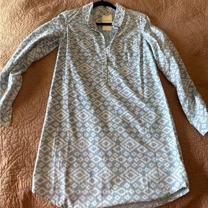 Blue Patterned Long Sleeve Dress